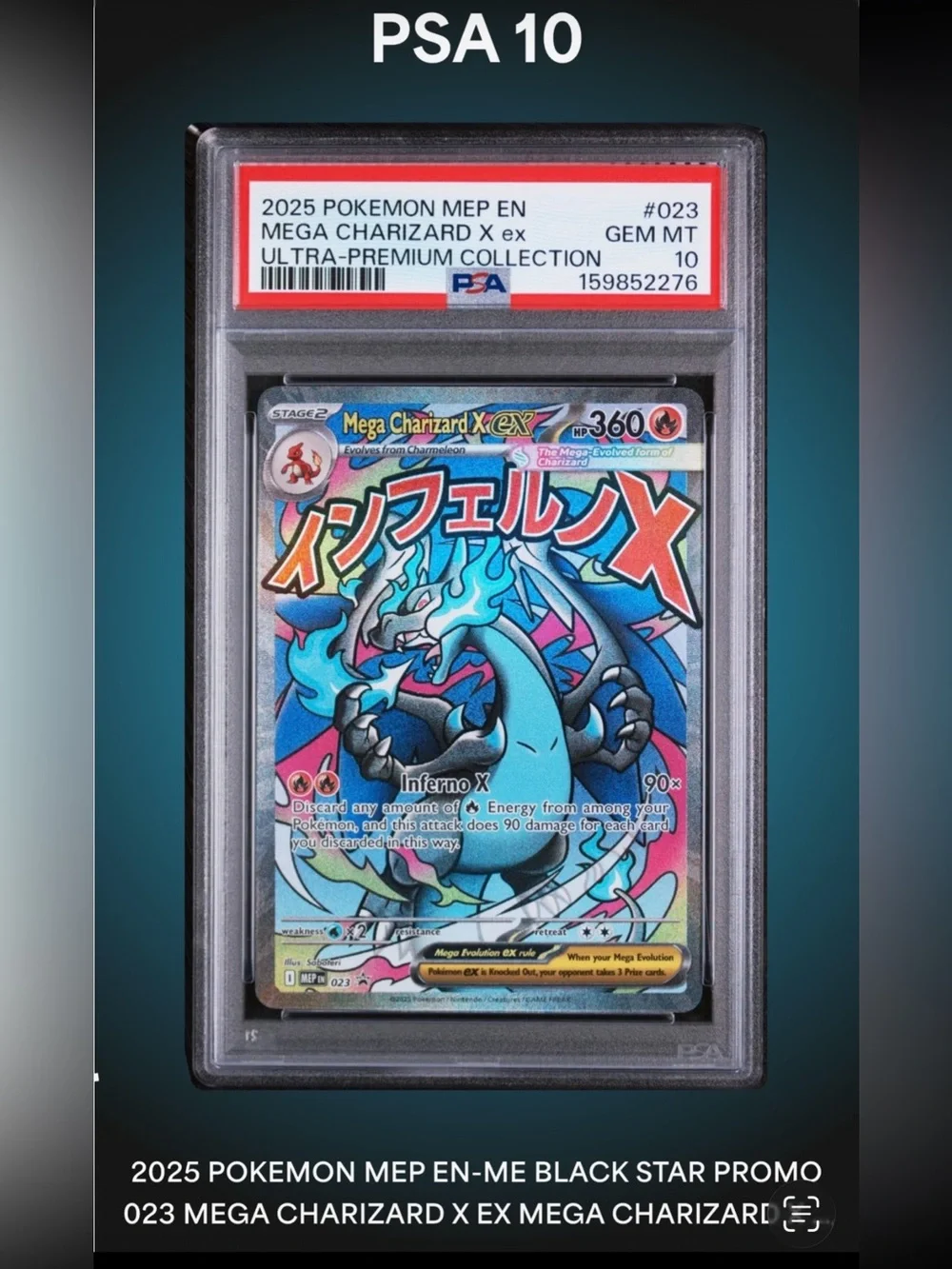 Pokemon Mega Charizard X EX Holo Card - Blue, Purple